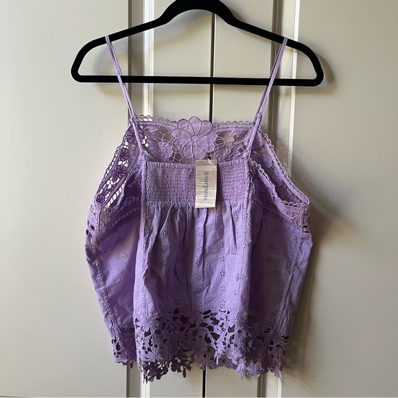 NWT Sundance Calabria Camisole Embroidered Lace Top lilac adjustable straps sz L - Picture 3 of 9